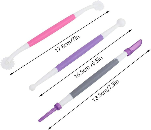 TOPINCN 3pcs Fondant Cake Decorating Tools Set, Icing Modelling Tool for Pastry Baking