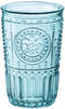 Bormioli Rocco Romantic Set of 4 Tumbler Glasses, 11.5 Oz. Colored Crystal Glass, Light Blue, Made in Italy