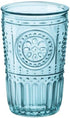 Bormioli Rocco Romantic Set of 4 Tumbler Glasses, 11.5 Oz. Colored Crystal Glass, Light Blue, Made in Italy