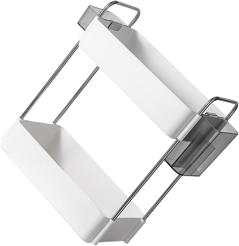 2-Tier Adjustable Countertop Organizer Tray, Dual-Level Spice Rack and Cosmetic Storage for Kitchen Cabinet & Pantry