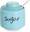 ONTUBE Ceramic Sugar Bowl with Lid and Spoon, Porcelain Sugar Pot, 8oz (Turquoise)