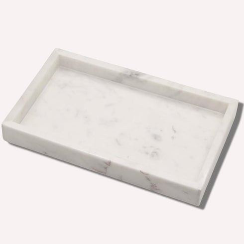 Natural Marble Tray for Desktop/Kitchen/Vanity/Bathroom, Stone Organizer Tray for Coffee Table, Plate Holder for
