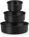 TeamFar Cake Pan Set, 4'' / 6''/ 8'' Round Baking Tier Pans, Non-Stick Coating Stainless Steel Core, Set of 3, Black