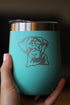 Bevvee Black Lab Face Wine Tumbler with Sliding Lid, Stemless Stainless Steel Insulated Cup for Outdoor Camping, Teal