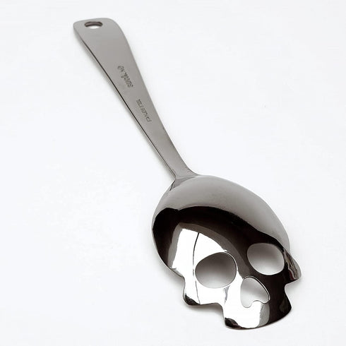 Suck UK Skull Serving Spoon, Stainless Steel Kitchen Utensils for Gothic Home Decor, Slotted Cooking Spoon