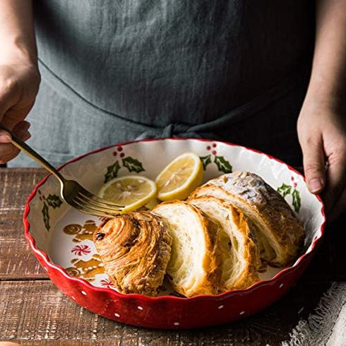 Ceramic Pie Pan, 10 Inch Round Bakeware for Oven