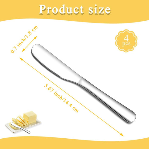 Set 4 Homquen Stainless Steel Butter Knife, Butter Spreader, Butter Knives, Butter Spreader Knife for Kitchen