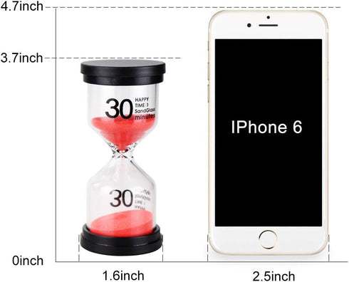 EMDMAK Colorful Sand Timer, Hourglass Sandglass Timer, 1/3/5/10/15/30 mins, Pack of 6 for Games, Classroom, Home Office