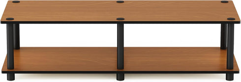 Furinno Just No Tools Wide Television Stand, Light Cherry with Black Tube