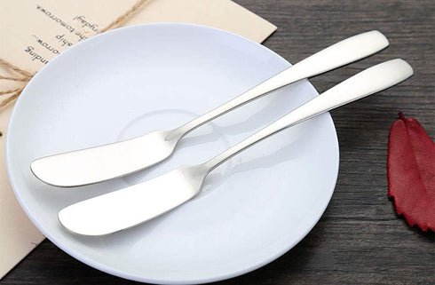 2-Pack Set, Stainless Steel Cheese Spreader and Dessert Spoon Yogurt Spoon, Spatula Knife for Cheese, Jelly, Jam