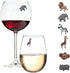 Animal Wine Charms Set of 6, Safari Themed Magnetic Wine Glass Drink Markers