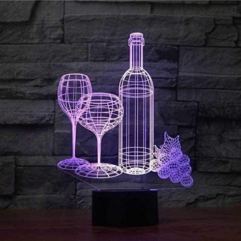 Optical Illusion 3D Red Wine Cup Night Light, 16 Colors Changing USB Powered LED Table Desk Lamp with Remote Control