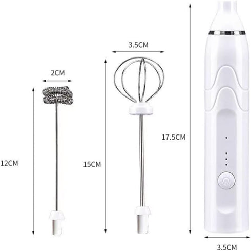 Coffee Whisk Foam Mixer with Stainless Steel Stand, Handheld Electric Milk Frother for Latte and Hot Chocolate