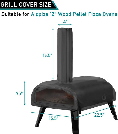ZJYWSCH Pizza Oven Cover for Aidpiza Wood Pellet Pizza Oven, 12" Waterproof 600D Heavy Duty Portable Cover.