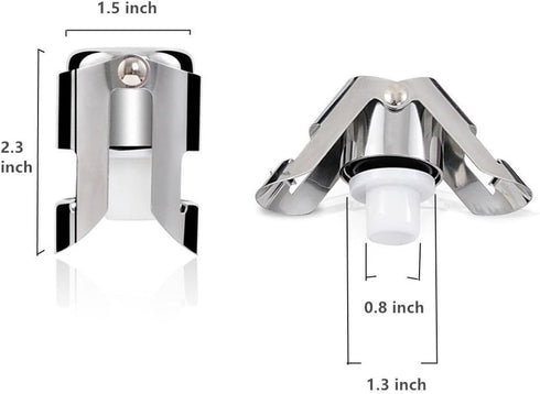 3 Pack Set Champagne Sealer Stopper, BGMAX Stainless Steel Sparkling Wine Bottle Plug Sealer with a Longer Sealing