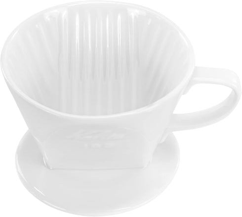 Pour Over Ceramic Coffee Dripper with 3 Holes Flat Bottom, Porcelain Slow Filter Cone for Home, Travel, Camping