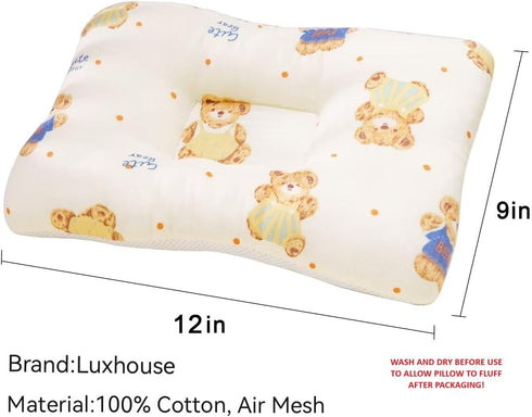 13x9x2, 100% Unisex Pillow Hypoallergenic Airmesh Breathable Cool Cotton, Control Sweat, Ideal for Travel, Small, Car