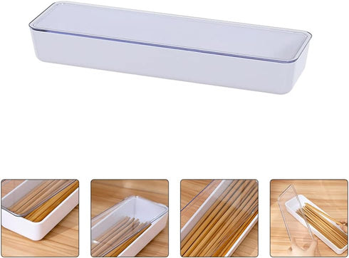 Cabilock Flatware Tray With Lid Kitchen Drawer Organizer With Lid And Drainer Plastic Kitchen Cutlery Tray and Utensil Storage Container with Cover (White) by Cabilock