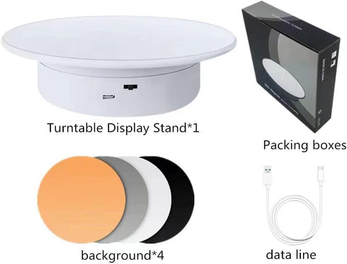 Display 360 Degree Electric Turntable for Small Product Display, 7.87in Diameter Photography Turntable