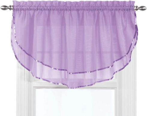 Stylemaster Elegance Sheer Voile Ascot Valance, 60" x 24", Lilac