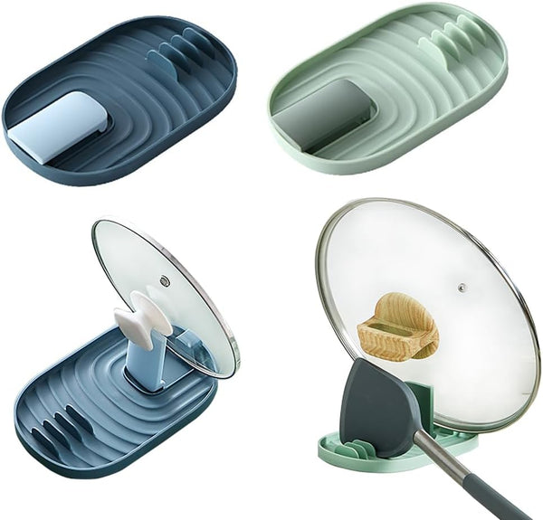 Multifunctional Foldable Pot Lid Holder - 2PCS Stove Top Spoon Rest, Pan Cover Rack Shelf Stand for Home Use