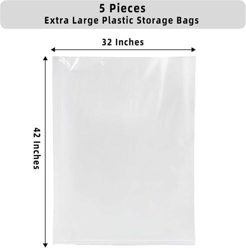 32x42 Inches Large Clear Plastic Storage Bags,Big Gaint Jumbo Huge Plastic Storage Bags for Blanket, Duvets, Pillows, Comforters and More 5 Pieces by Yotelab