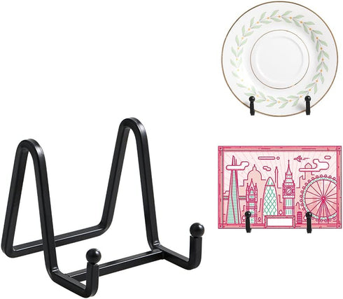Plate Holder Easel Display Stand, 3 Inch Metal Stands for Display, Black Iron Easels for Pictures