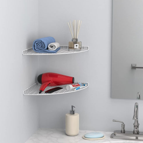 ClosetMaid 8282 Corner Shelf Organizer, Wall Mount Hanging Corner Shelves, Durable Steel, White