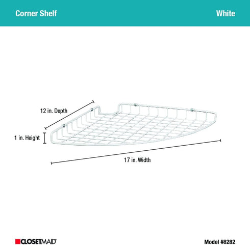 ClosetMaid 8282 Corner Shelf Organizer, Wall Mount Hanging Corner Shelves, Durable Steel, White