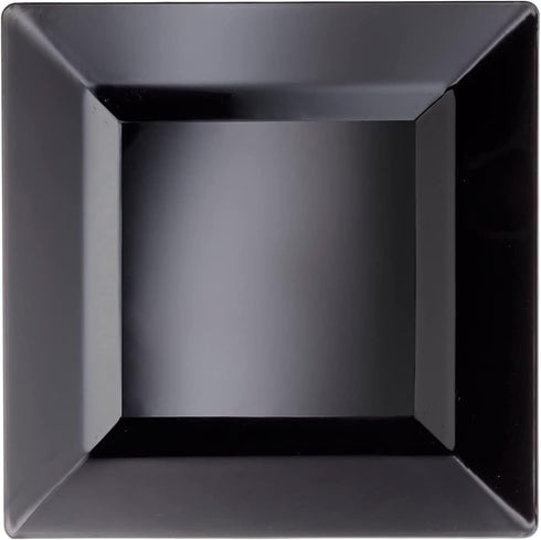 Party Essentials Disposable Classic Square Plastic Plates, 6.5", 70-Count, Black, for Wedding/All Occasions