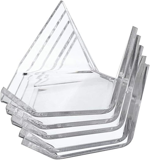 Hipiwe 5 Packs Acrylic Triangle Display Holder, Clear Plastic Stands for Geodes Rock Mineral Agate Fossil Coral
