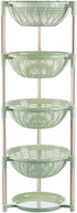 Multifunctional Plastic Storage Basket - Floor Tripod Kitchen Vegetable and Fruit Storage Rack Drain Rack (Green, 4