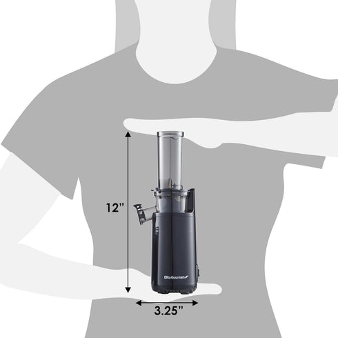 Elite Gourmet Masticating Juicer Machines - 12-inch Cold Press Juicer for Vegetables and Fruits, Easy to Clean