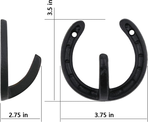 Coat Hook Hat Horse Hook, Vintage Wrought Iron Wall Mounted Hook with Screws Included (Horseshoe)