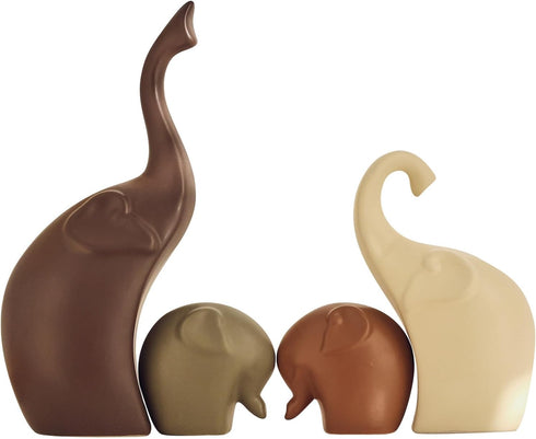 EABOSON Ceramic Modern Art 4 Pcs Elephant Statue Decorations for Home, Office, Living