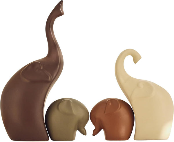EABOSON Ceramic Modern Art 4 Pcs Elephant Statue Decorations for Home, Office, Living