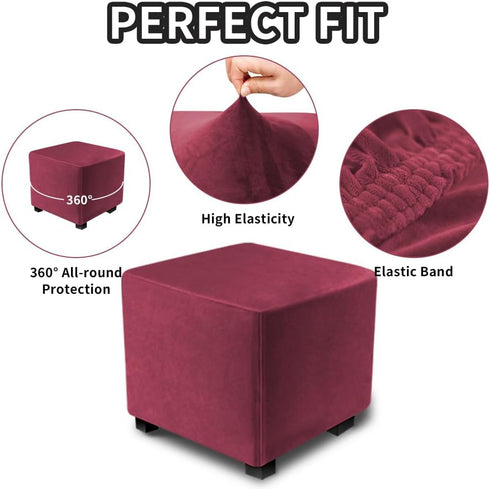 S/Length&Width:13-18"/Height:15-18",Wine Ottoman Covers Slipcover Square Ottoman Covers Protector for Footrest Foot