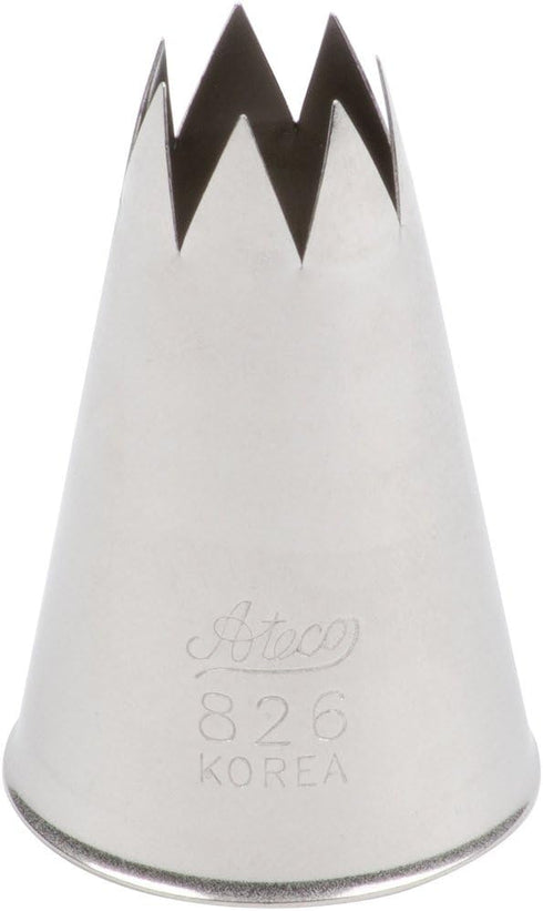 Ateco #826 Open Star Pastry Tip, 1/2'' Opening Diameter, Stainless Steel