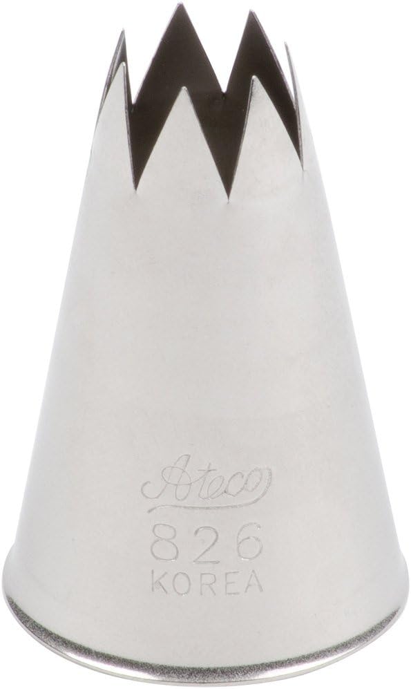 Ateco #826 Open Star Pastry Tip, 1/2'' Opening Diameter, Stainless Steel