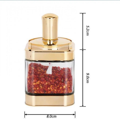 Glass Condiment Spice Jars, 2PC Container with Lids and Spoons, Best Spice Jar Set for Home Kitchen