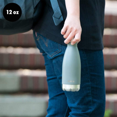 MIRA 12 oz Slim Insulated Water Bottle, Stainless Steel Cola Shape Thermos, Double Wall Flask - Pearl Blue