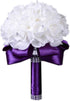 Wedding Bouquets for Bride, White, Bridesmaid Holding Flowers for Wedding Decoration (Purple+White)