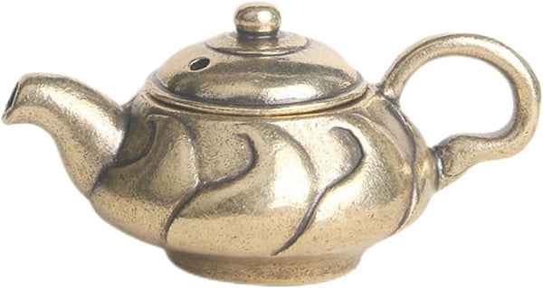 Exquisite Brass Teapot Decor, Retro Kettle Gold Mini Tea Kettle for Living Room, Office Desk, Bedroom Vintage Decor