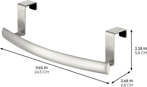 iDesign Axis Curved Over-the-Cabinet Kitchen Bar Holder for Dish and Hand Towels, Brushed Stainless Steel