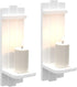 Sconces Wall Decor Set of 2 - Rustic Home Farmhouse Art Floating Candle Holder Shelf White Decorations for Living Room,