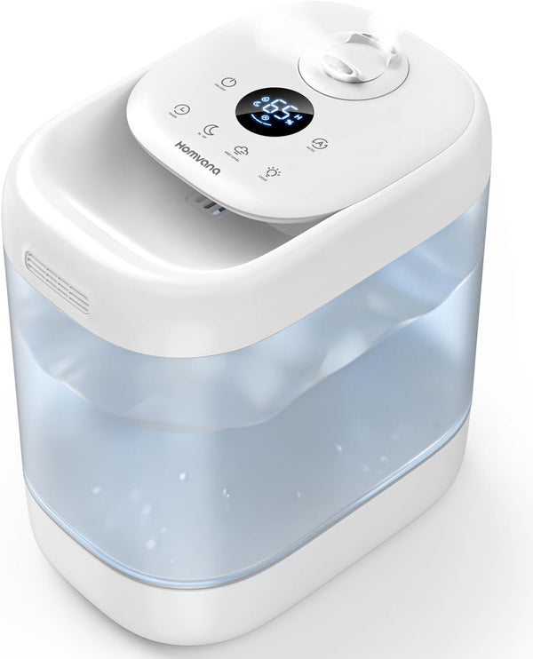 Homvana Humidifiers for Bedroom, 5L Super Easy to Clean Top Fill Auto Adapt Cool Mist Humidifier for Home