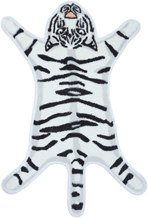 Tiger Print Rug, Cartoon Cute Faux Area Rugs, Fluffy Animal Print Mat for Kids Playroom Home Decor (2.6x1.8Ft)