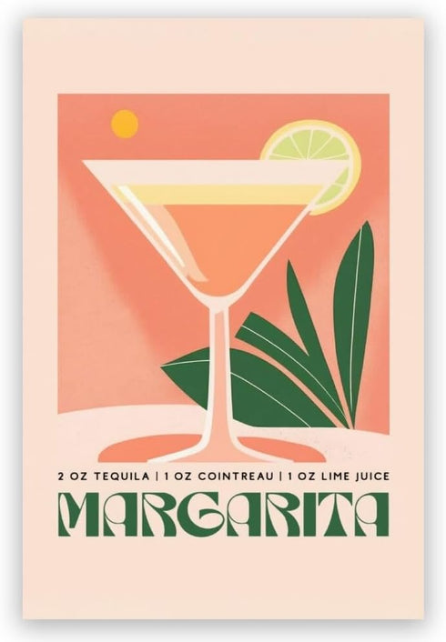 Margarita Boho Cocktail Poster: MIX & MATCH Bar Cart Decor with Cocktail Recipes Wall Art Canvas Print
