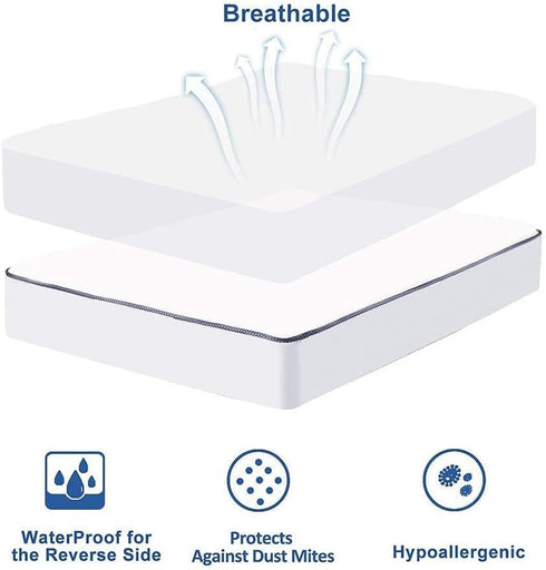 WhatsBedding Waterproof Mattress Pad, Full Size Cotton Top with Down Alternative Filling, Fitted Quilted White Mattress
