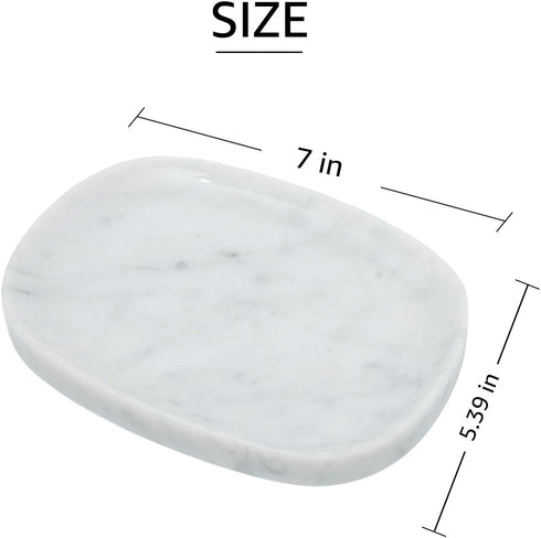 Marble Vanity Tray, Decorative Oval Storage Organizer for Mini Bathroom Kitchen Dresser Jewelry Dish, Counter or Desk